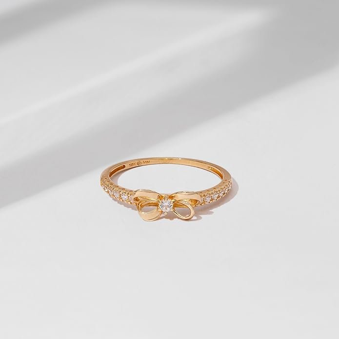Essentials 10K Gold Dainty Bow Ring - Image 3
