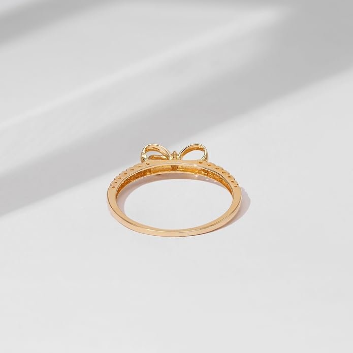 Essentials 10K Gold Dainty Bow Ring - Image 2