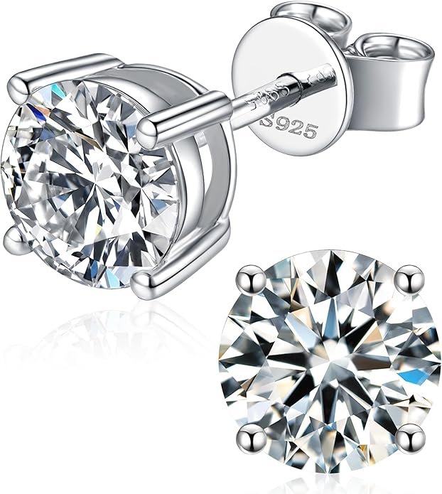 Luxury-Style Moissanite Earrings Crafted in 925 Sterling Silver with 18K White Gold Plating
