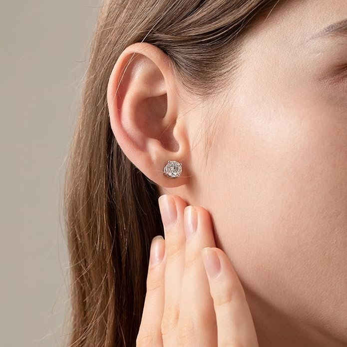 Luxury-Style Moissanite Earrings Crafted in 925 Sterling Silver with 18K White Gold Plating - Image 3
