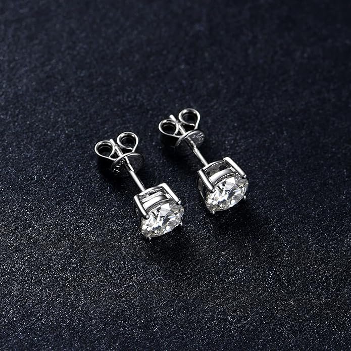 Luxury-Style Moissanite Earrings Crafted in 925 Sterling Silver with 18K White Gold Plating - Image 4